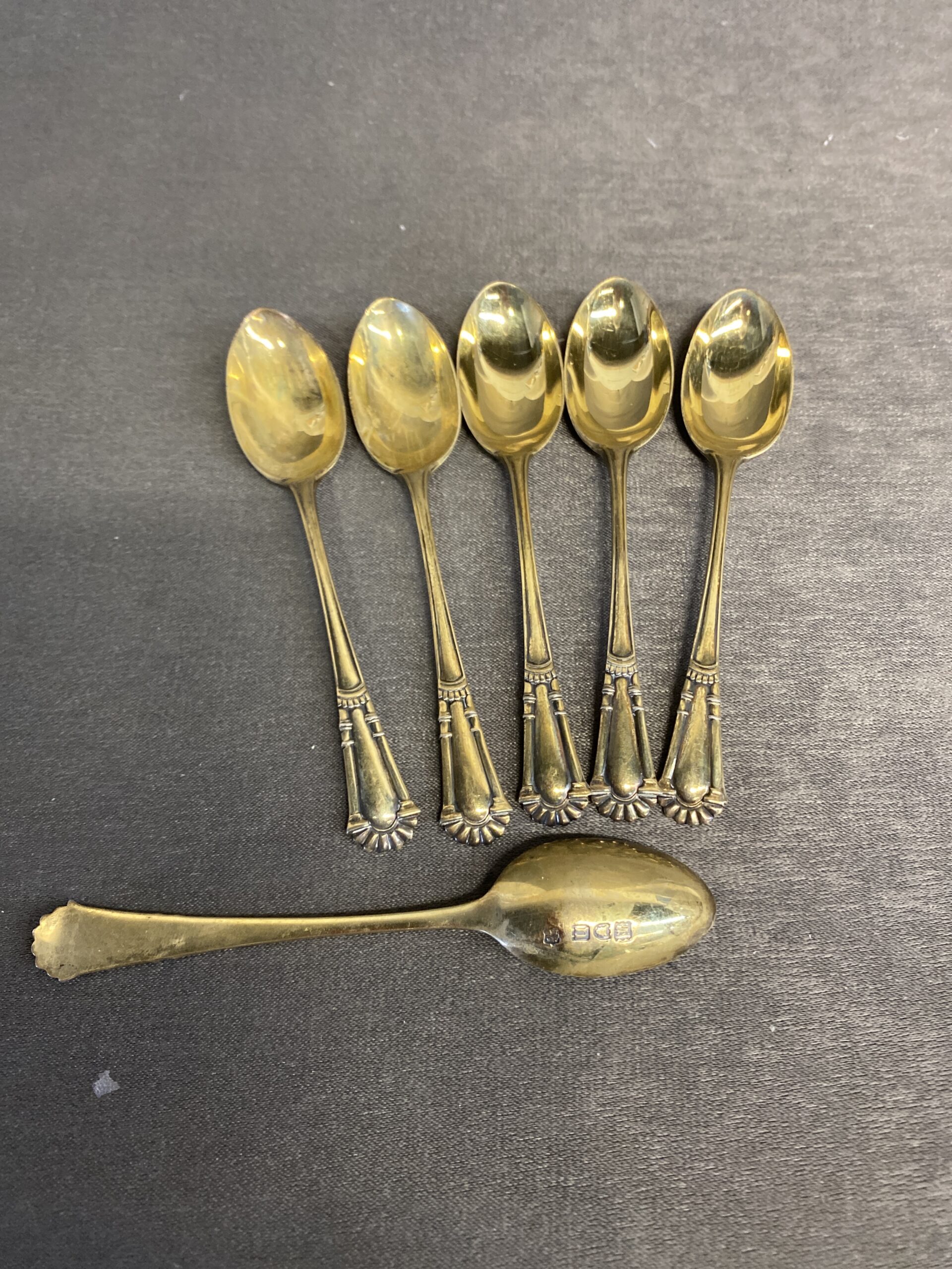 Set 6 Antique Sterling Silver Demitasse Spoons