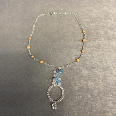 Pendant Necklace – Silver Tone Metal