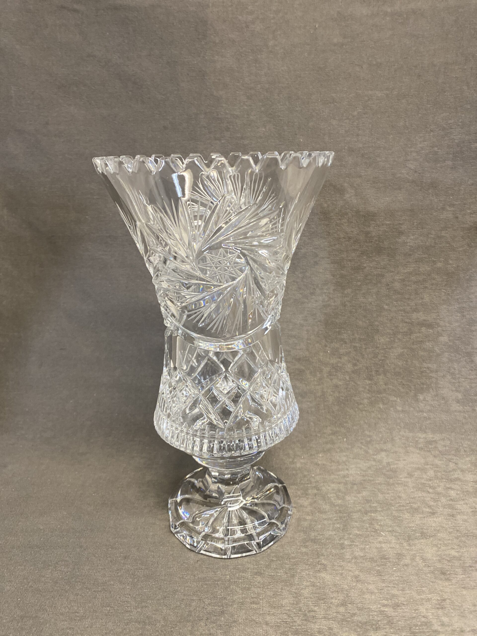 Pinwheel Crystal Footed Vase