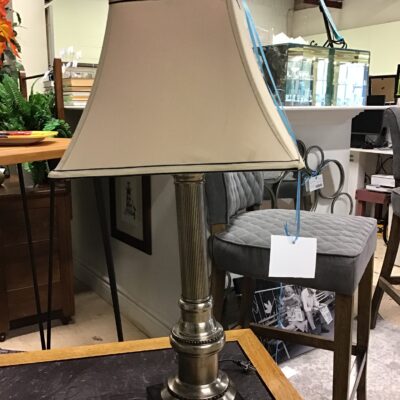 Table Lamp – Silver Tone Metal Column