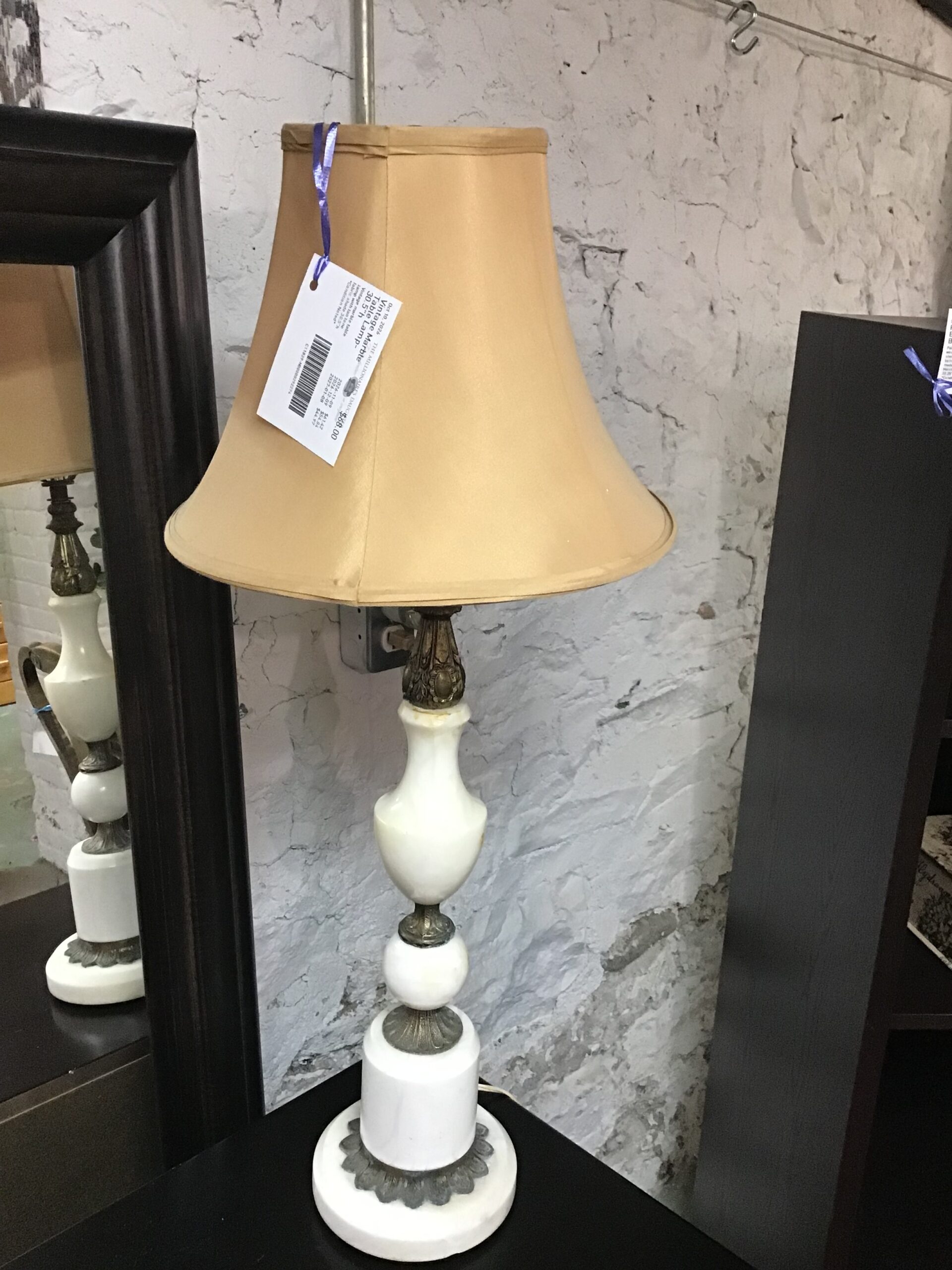 Vintage Marble Table Lamp- 30.5″h