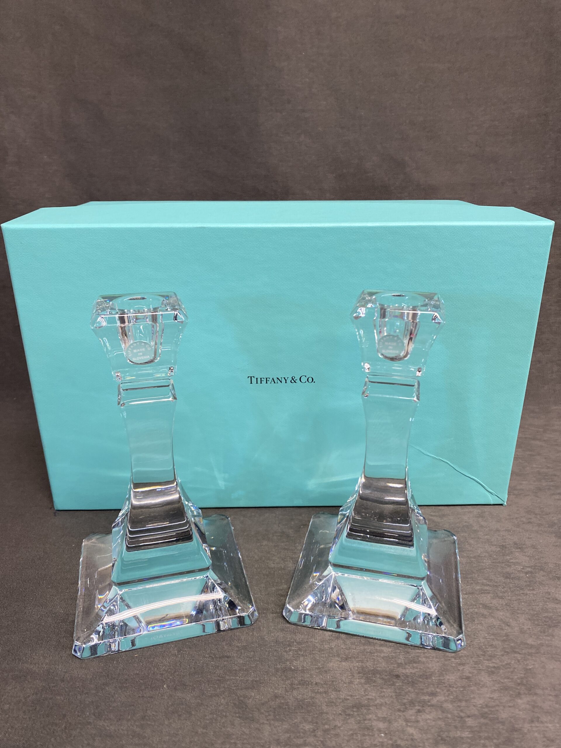 PAIR Tiffany Crystal Candleholders