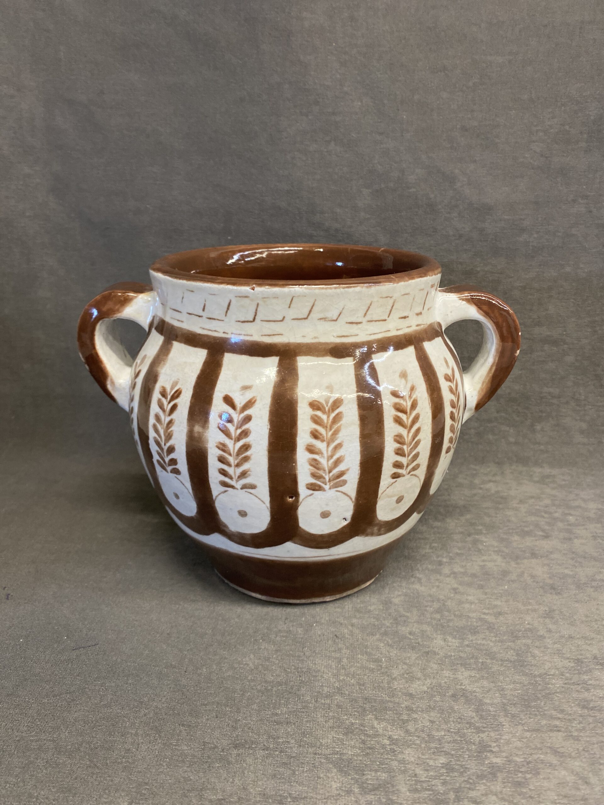 Pottery Barn Printed Ceramic Pot – Brown