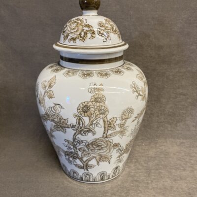 Porcelain Ginger Jar- Brown Floral