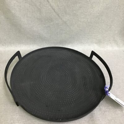 Round Dark Metal Tray w Handles