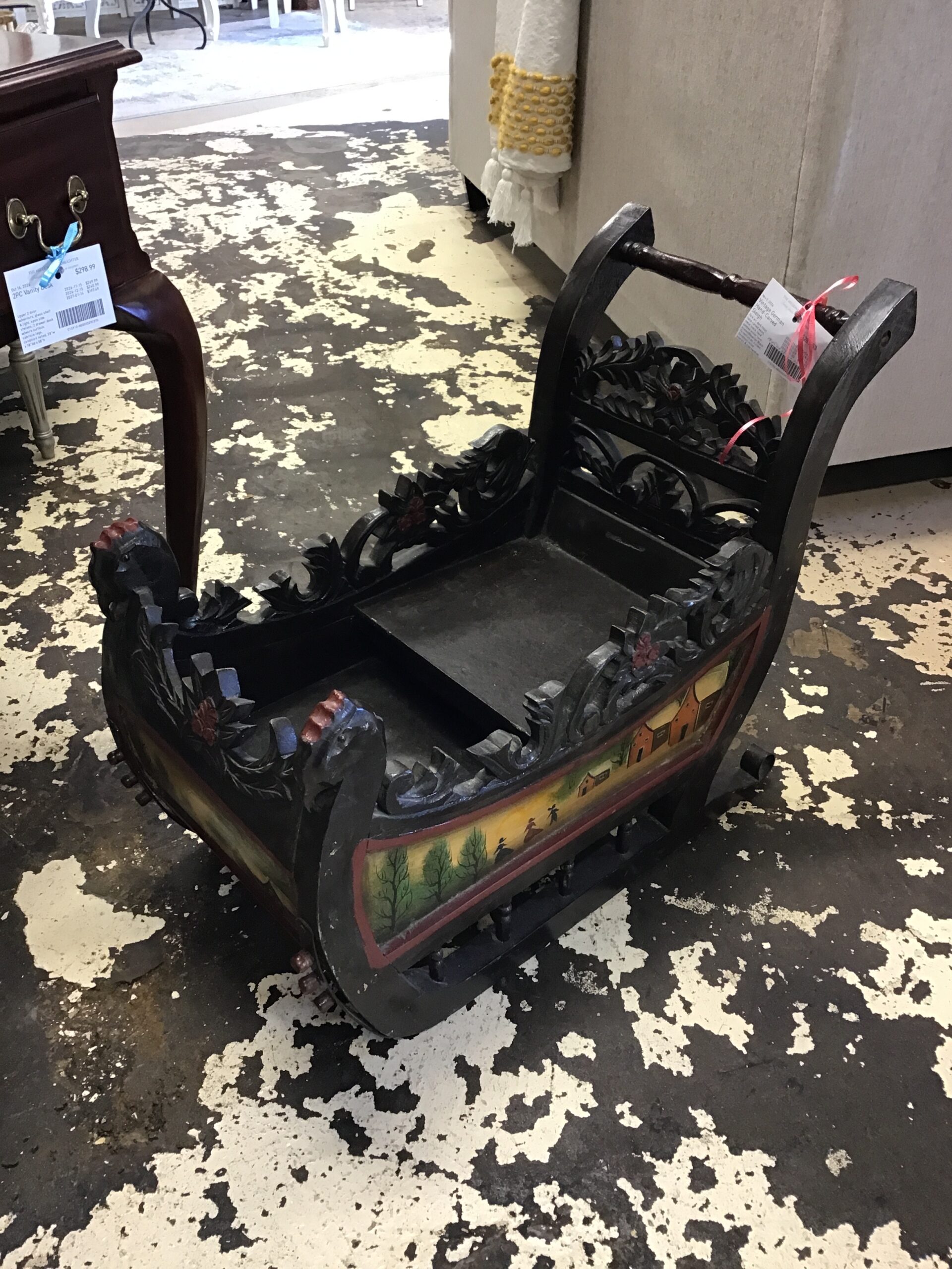 Vintage German Hand-Carved Sleigh