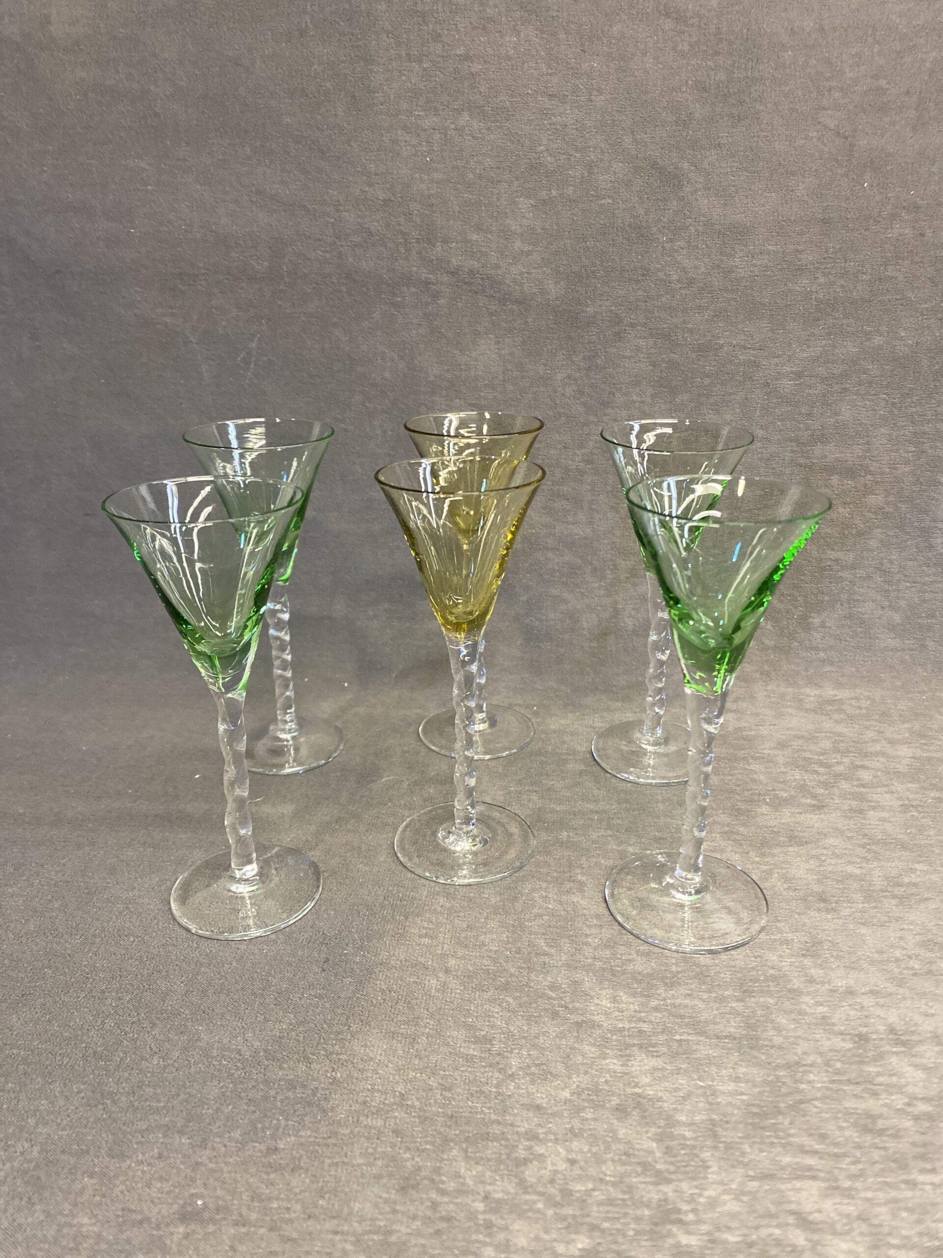 Set 6 Liqueur Glasses – Green & Yellow