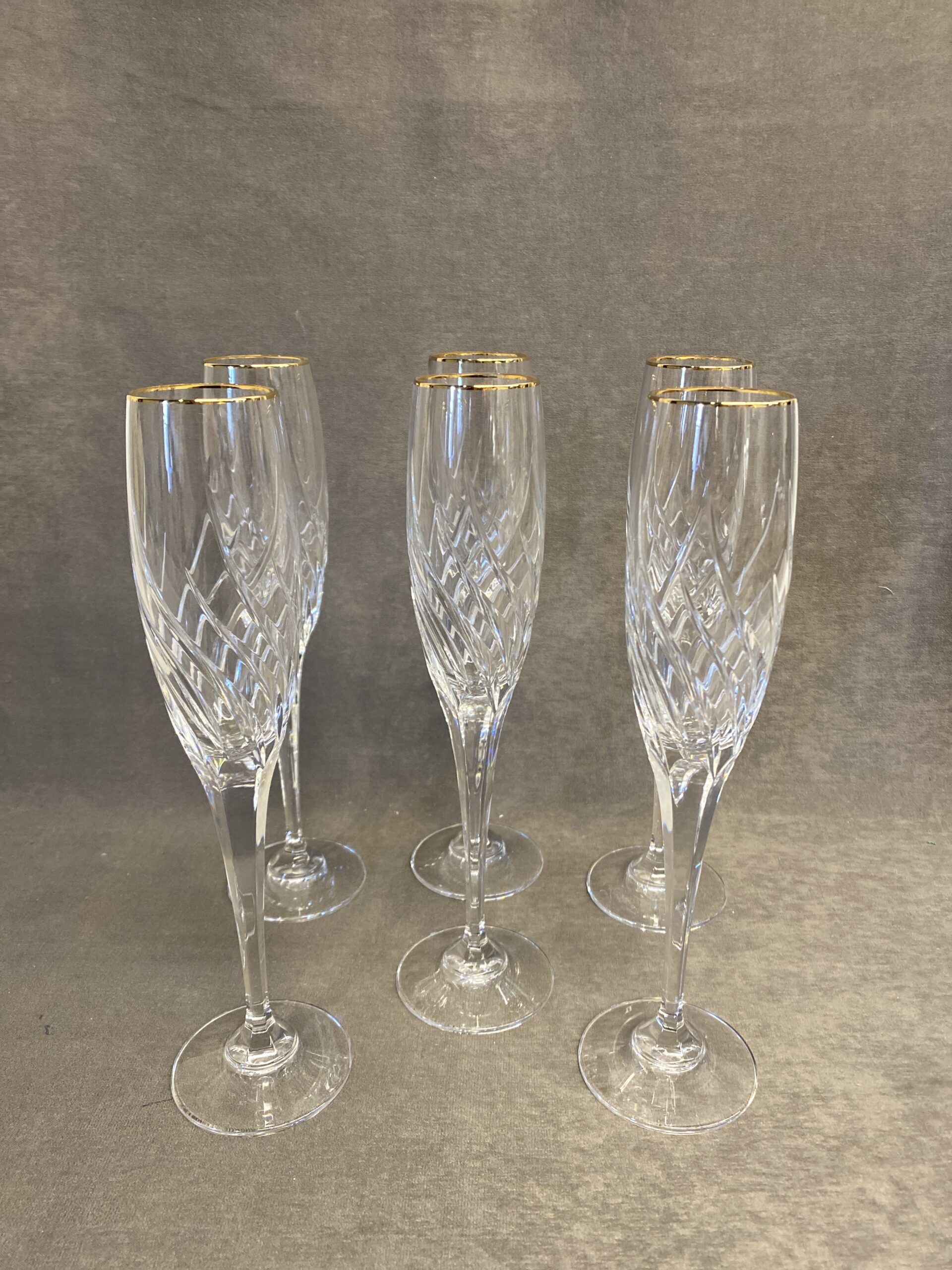 Set 6 Mikasa Crystal Champagne Flutes