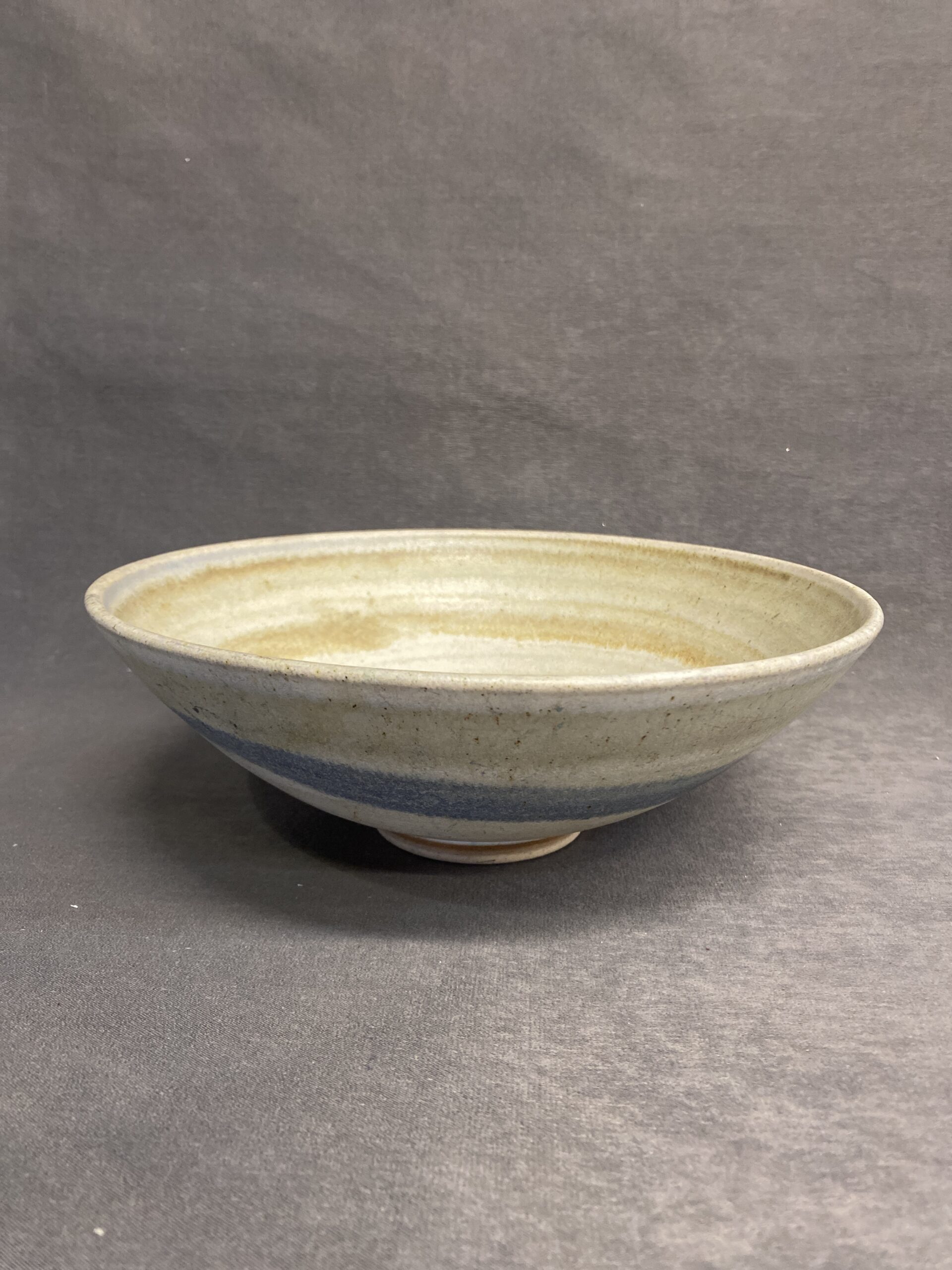 Studio Pottery Bowl – Beige & Blue