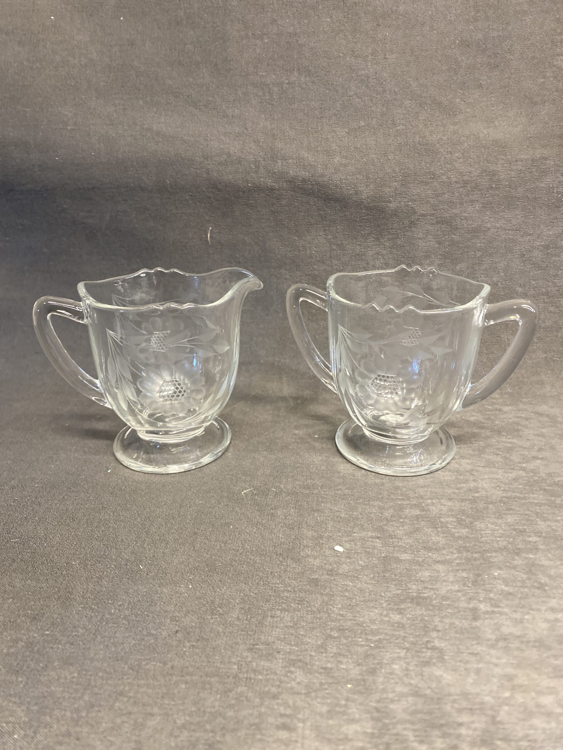 Cornflower Glass Creamer & Sugar